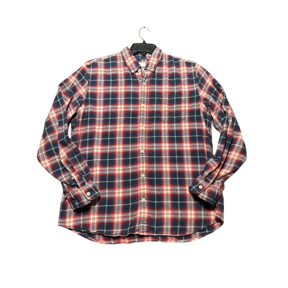 Gap Flannel Shirt Mens XL Red Plaid Long Sleeve Standard Fit Cotton